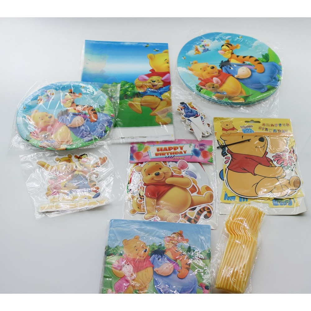 Winnie the Pooh 81 pcs Birthday Party Supplies Bundle Serves 10 Persons